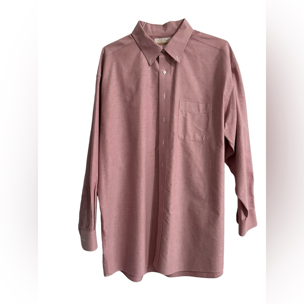 Men's Size 17.5 Extra Large Roundtree & Yorke Gold Label Pink Cotton Oxford